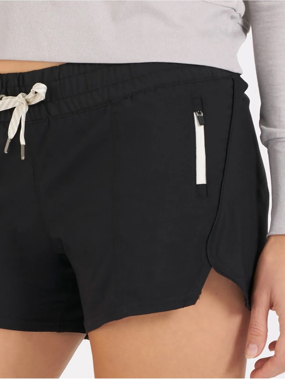Vuori Black Women's Athletic Drawcord Shorts with Contrast Zip
